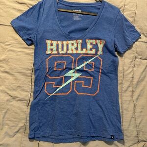 Hurley Blue Tee with Orange and Light Blue Graphic
